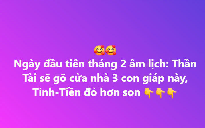 Ngày đầu tiên tháng 2 âm lịch: Thần Tài sẽ gõ cửa nhà 3 con giáp này, Tình-Tiền đỏ hơn son