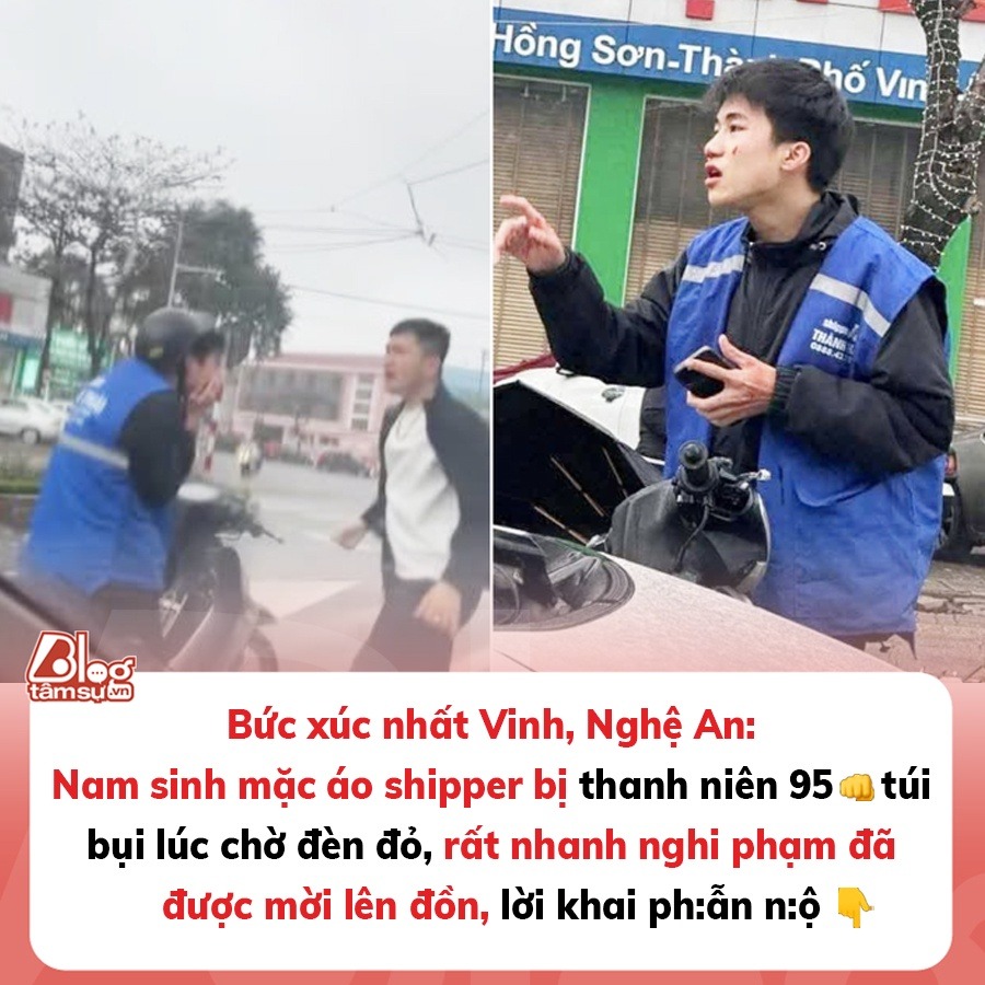 Nam sinh mặc áo shipper bị người đàn ông đấm đá túi bụi trên đường phố