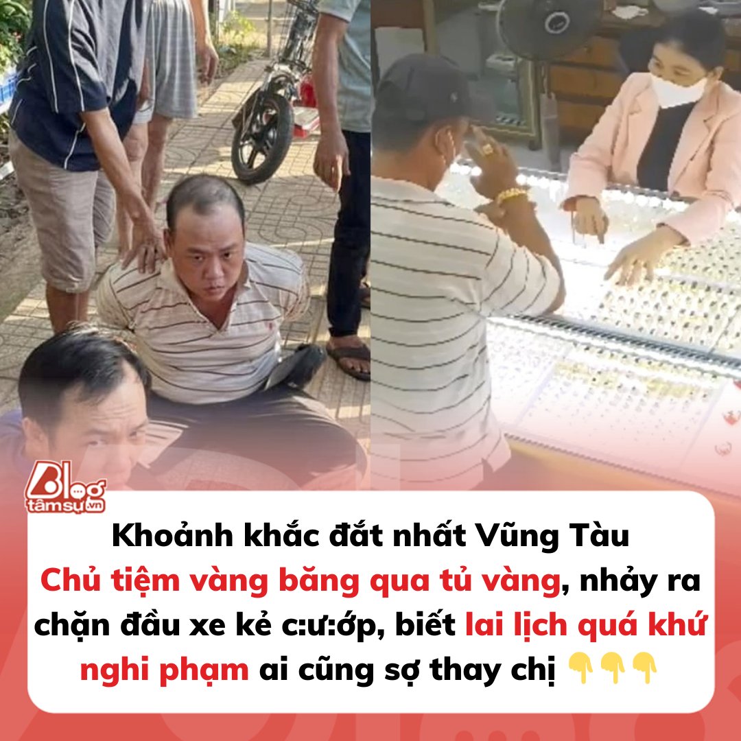 Khoảnh khắc bà chủ tiệm vàng lao lên chặn đầu xe tên cướp